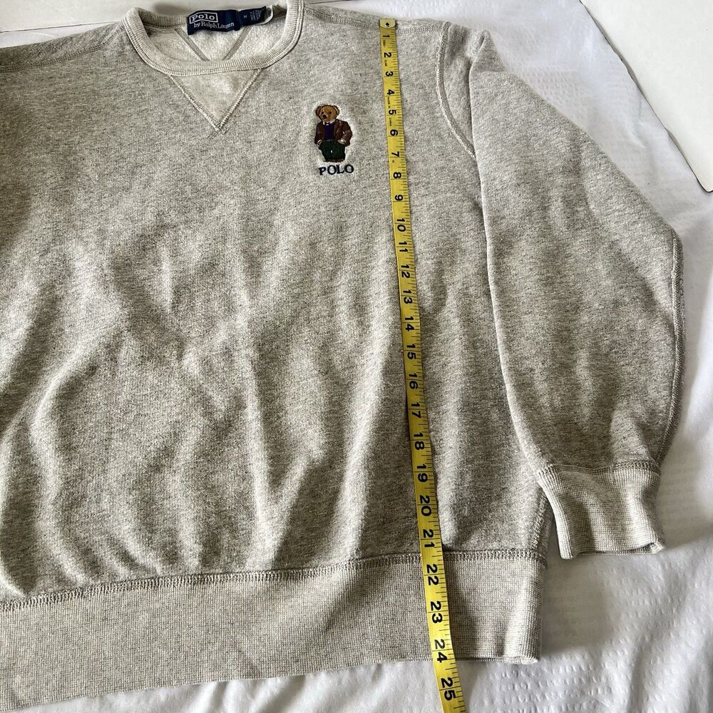 $198 Polo Ralph Lauren Polo Bear Crewneck Sweatshirt Heather Gray Size Medium - Picture 6 of 8